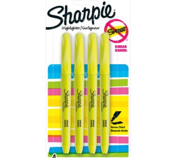 SHARPIE ACCENT Highlighter, Pocket Highlighter Narrow Chisel, 4-Carded, Fluorescent Yellow