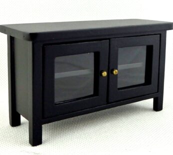 Dollhouse Miniature Black Television Stand