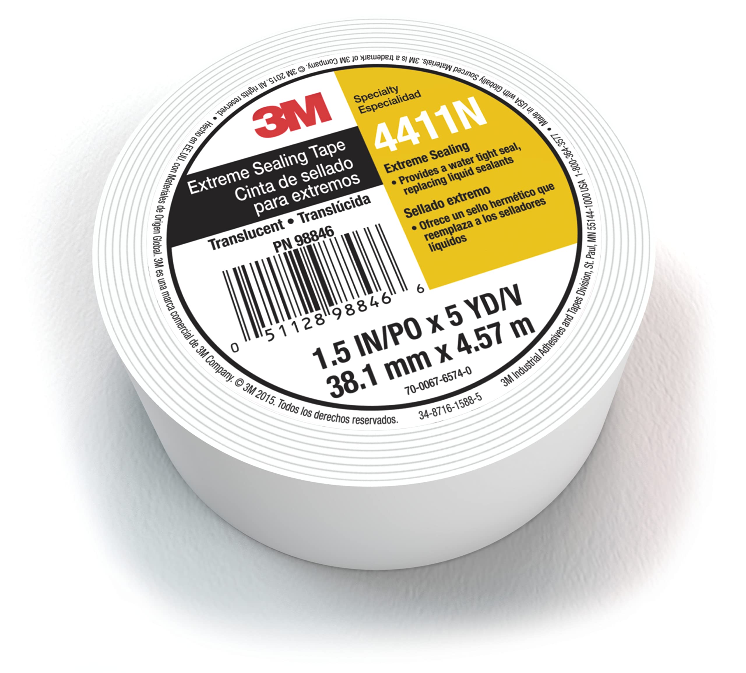 3M Extreme Sealing Tape 4411N, Translucent, 1 1/2 in x 5 yd, 40 mil - Image 2