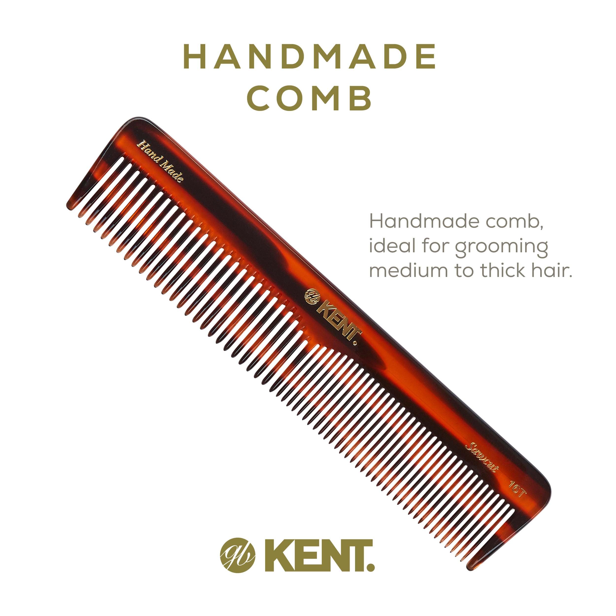 Kent 16T Double Tooth Hair Dressing Table Comb, Fine and Wide Tooth Dresser Comb For Hair, - Image 3