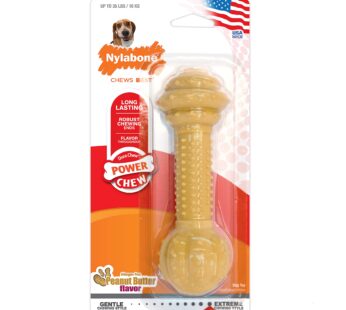 Nylabone Barbell Power Chew Durable Dog Toy Medium up to 35 lbs.