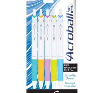 PILOT Acroball PureWhite Advanced Ink Refillable & Retractable Ball Point Pens with Turquo