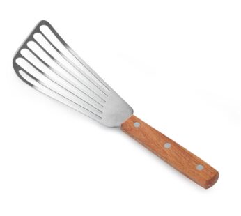 New Star Foodservice 43068 Wood Handle Fish Spatula, 6.5″ Blade, Silver