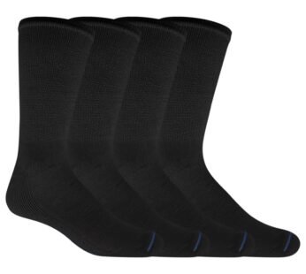 Dr. Scholl’s Men’s 4 Pack Diabetic and Circulatory Non-binding Crew Casual Sock, Black, Sh