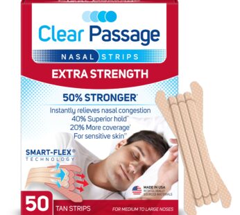 Clear Passage Nasal Strips Extra Strength, Tan, 50 Count | Works Instantly to Improve Slee