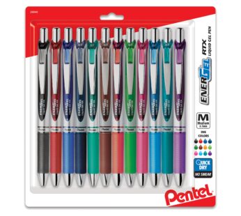 Pentel EnerGel RTX Retractable Liquid Gel Pens, Medium Point, 0.7 mm, Assorted Colors, P