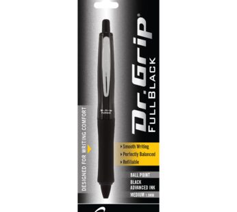 PILOT Dr. Grip FullBlack Refillable & Retractable Ballpoint Pen, Medium Point, Black Ink,