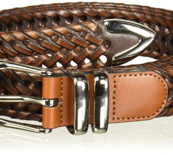 Portfolio Braided Belt With Genuine Leather (Sizes 30-54 Inches), Luggage, 36