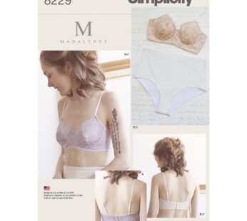 Simplicity Pattern 8229 Misses’ Underwire Bras and Panties by Madalynne, Size 32A – 42DD /