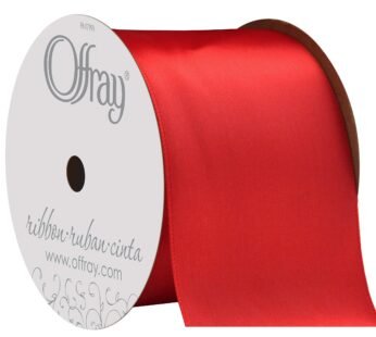 Berwick Offray 360125 Single Face Satin Ribbon, Red, 2 1/4 in x 9 ft