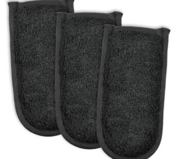 DII Basic Terry Collection Quilted 100% Cotton, Pan Handle, Black, 3 Piece