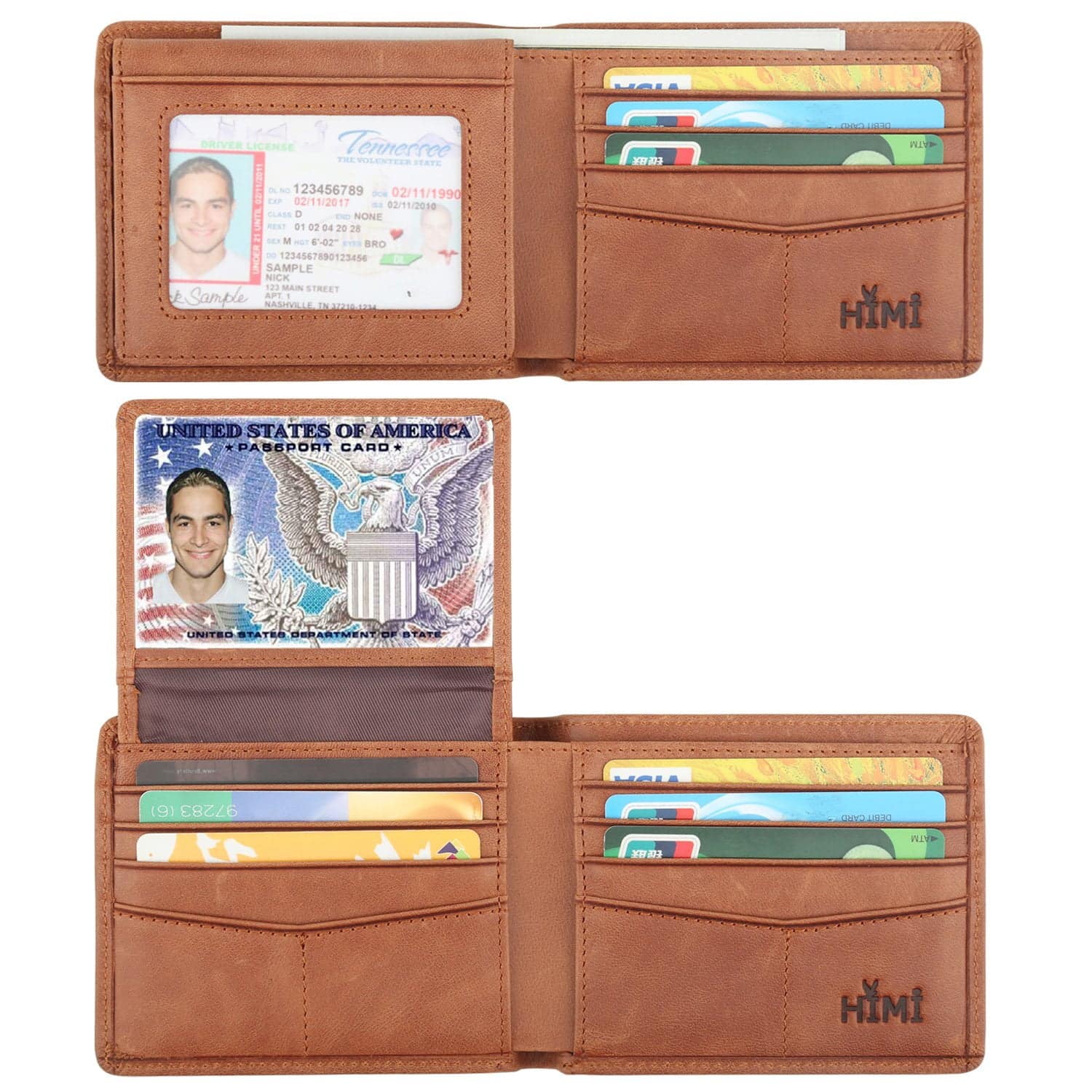 HIMI Wallet for Men-Genuine Leather RFID Blocking Bifold Stylish Wallet With 2 ID Window ( - Image 2