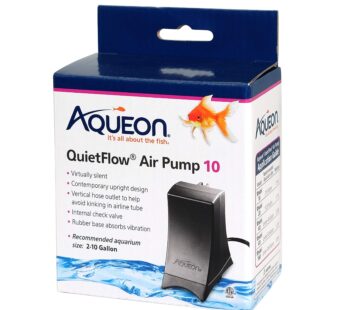 Aqueon QuietFlow Aquarium Air Pump 10, For 2-10 Gallon Tanks, Black