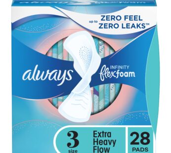 Always Infinity Feminine Pads for Women, Size 3, Extra Heavy Flow, with Wings, Unscented,