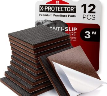 X-PROTECTOR Non Slip Furniture Pads 12 Premium Furniture Grippers 3″! Best SelfAdhesive