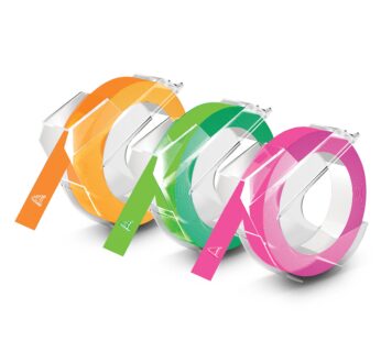 DYMO 3D Plastic Embossing Labels for Embossing Label Makers, Neon, 3/8” x 9.8′, 3-roll Pa
