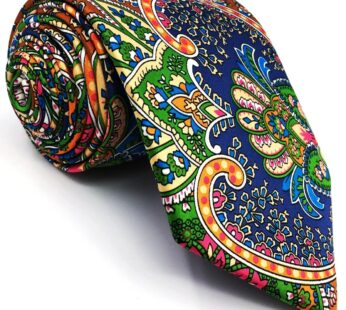 S&W SHLAX&WING Ties for Men Green Orange Extra Long Luxury Necktie