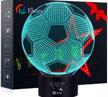 Elstey Soccer 3D LED Night Light Touch Table Desk Optical Illusion Lamps, 7 Color Changing