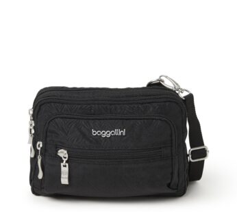 Baggallini Triple Zip Crossbody Bag, Black Zebra Emboss, One Size