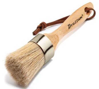 Brossum Large 2-in-1 Round Chalk and Wax Paint Brush | Painting or Waxing Furniture | Hand