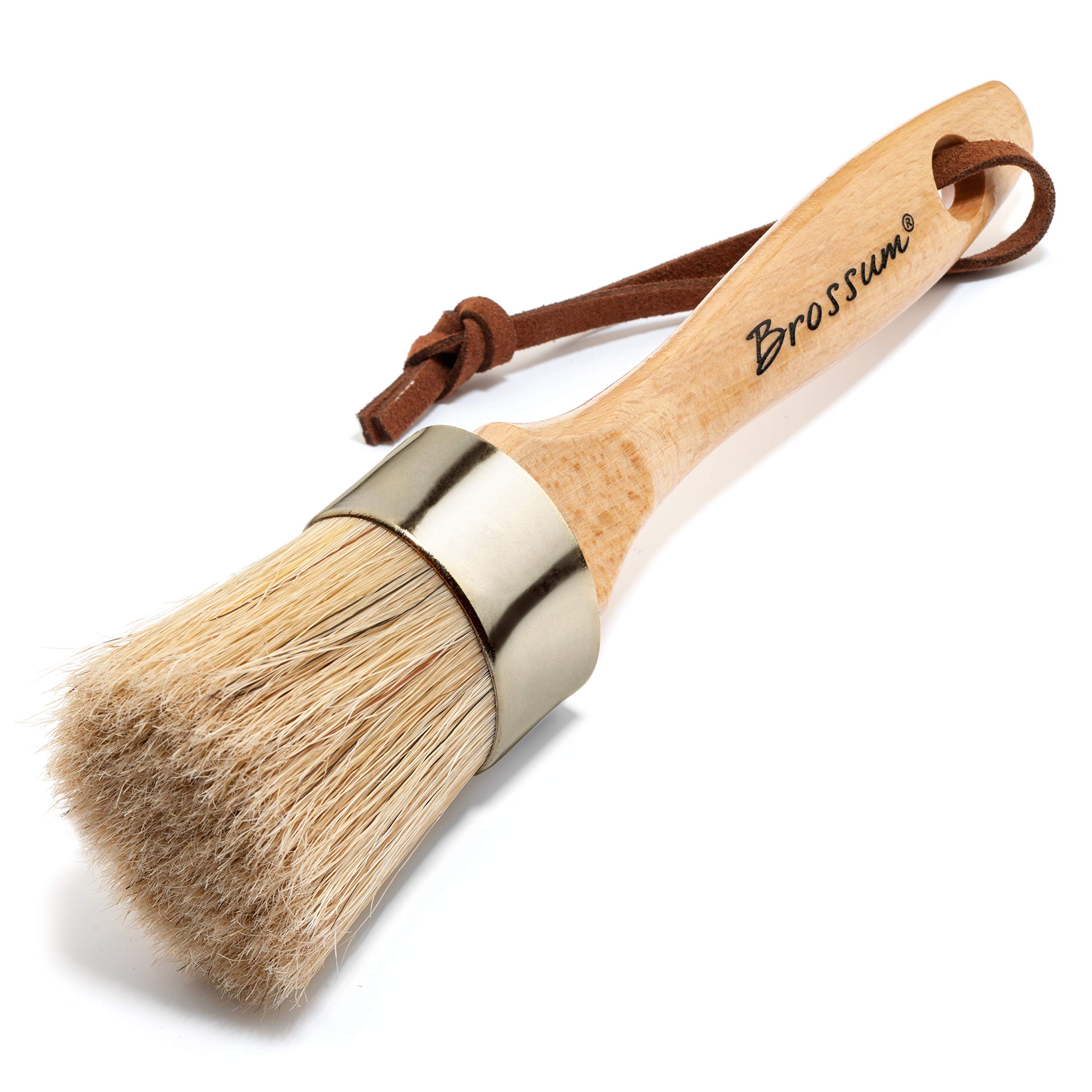 Brossum Large 2-in-1 Round Chalk and Wax Paint Brush | Painting or Waxing Furniture | Hand