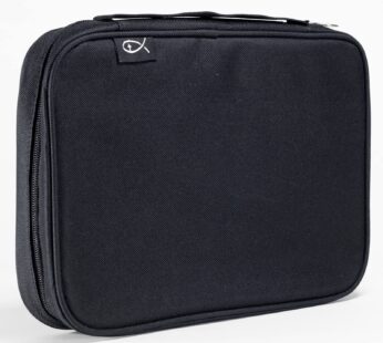 Divinity Boutique Canvas Bible Case – Black Bible Cover for Men and Women – Fabric Zippere