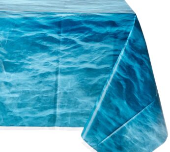 Ocean Waves Rectangular Plastic Table Cover (137cm x 274cm) 1 Piece – Ideal for Parties an