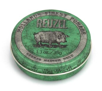 REUZEL Grease Hold Hair Styling Pomade Piglet Wax/Gel, Medium, Green, 1.3 oz, 35g