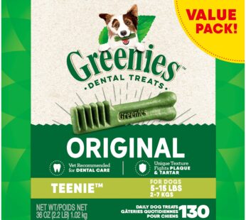 Greenies Original Teenie Natural Dental Care Dog Treats, 36 oz. Pack (130 Treats)