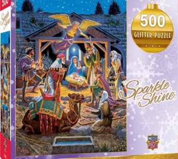 Masterpieces 500 Piece Glitter Christmas Jigsaw Puzzle – Holy Night – 15″x21″
