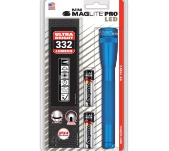 Maglite SP2P11H LED 2 Cell AA PRO Flashlight with Batteries and Holster Sleeve, Blue