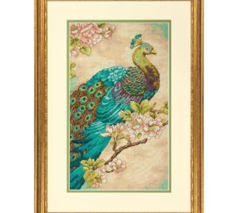 Dimensions Indian Peacock Counted Cross Stitch Kit, 14 Count Natural Aida, 9” x 15”