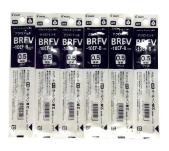 Pilot Acroball Ballpoint Pen Black Ink Refills, 0.5mm, BRFV-10EF-B, Set of 6 (Japan import