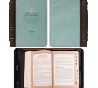 Christian Art Gifts Women’s Fashion Bible Cover Blessed is She Luke 1:45, Light Blue Faux