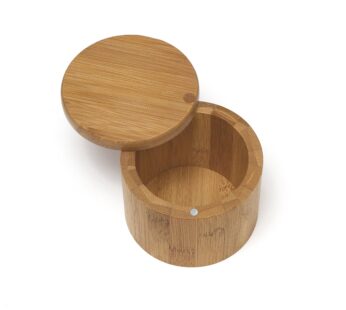 Lipper International Bamboo Wood Salt or Spice Box with Swivel Cover, 3-1/2″ x 2-3/4″