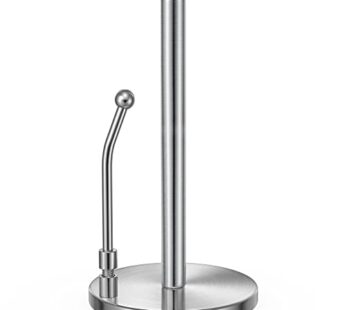 SMARTAKE Paper Towel Holder, Paper Towel Dispenser Standing Weighted Base Non Slip, Spring