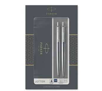 Parker Jotter Duo Gift Set with Ballpoint Pen & Mechanical Pencil (0.5mm) | Stainless Stee
