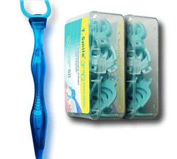 T.Smile Evolutionary Clean Dental Flossers, Kit of Refills Plus Mid-Length Handle (1 Handl