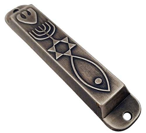 TALISMAN4U Pewter Messianic Mezuzah Case with Scroll for Door 3D Menorah Messianic Seal 10 - Image 4