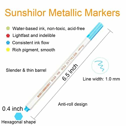 Sunshilor Metallic Markers Fine Point Metallic Marker Pens for Black Paper, Rock Painting, - Image 7