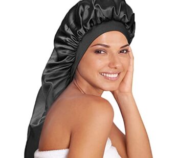 Long Satin Bonnet Sleep Cap Extra Large Silk Sleeping Cap with Wide Elastic Band Loose Nig
