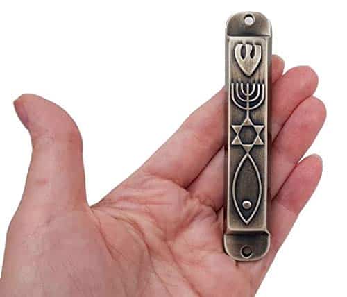 TALISMAN4U Pewter Messianic Mezuzah Case with Scroll for Door 3D Menorah Messianic Seal 10 - Image 5