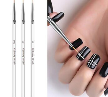 Tinsow 3pcs Professional Nail Art Brush Set Liner Pens Striping Brushes for Short Strokes,
