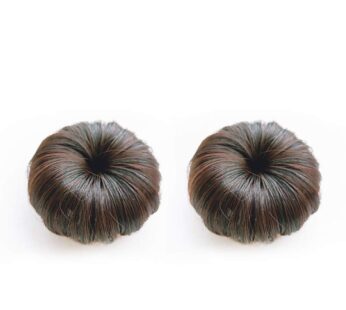 AKOAK 2 Pcs Baby Wig Bun, Girl Bun Fake Hair Bag Small Clip Headwear (Dark brown)