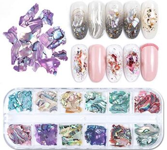 Irregular Abalone Seashell Slices, 3D Nail Art Shell Piece Nail Art Decorations UV Gel Fla