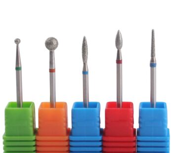 MZCMSL Diamond Cuticle Nail Drill Bits,5pcs Russian Manicure Drill Bits(Ball/Flame/Needle)