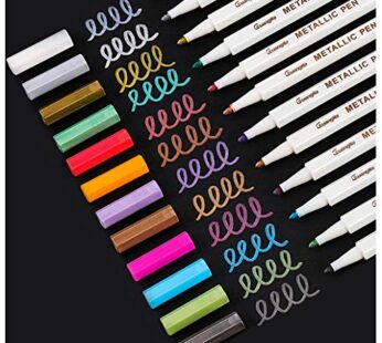 Sunshilor Metallic Markers Fine Point Metallic Marker Pens for Black Paper, Rock Painting,