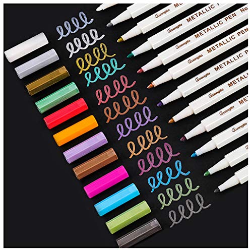 Sunshilor Metallic Markers Fine Point Metallic Marker Pens for Black Paper, Rock Painting,