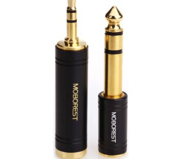 MOBOREST 3.5mm M to 6.35mm F Stereo Pure Copper Adapter, 1/8 Inch Plug Male to 1/4 Inch Ja