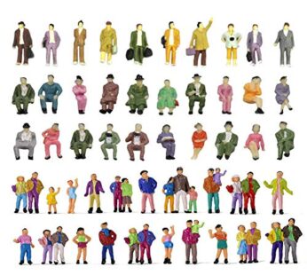 Hiawbon 50 Pcs 1:87 Scale/HO Scale People Figurines Set Tiny Sitting and Standing Delicate